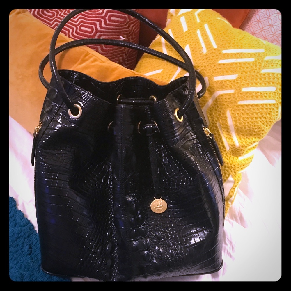 Brahmin Trina Amalfi Croc Drawstring Tote - RARE